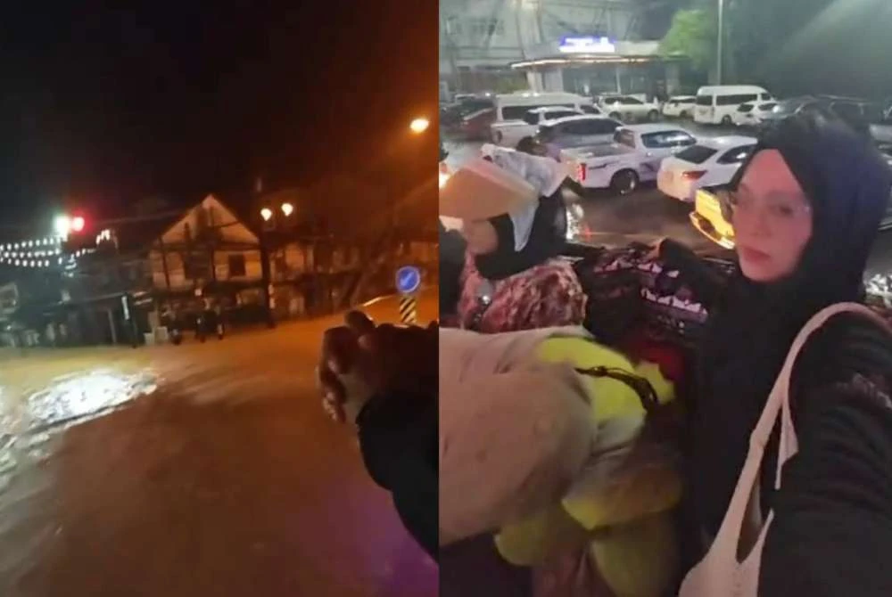 Suasana banjir yang sempat dirakam ketika dalam perjalanan menghala ke sempadan.