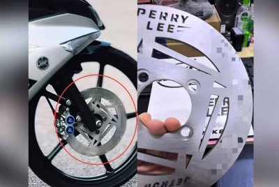 Tangkap layar video tular memaparkan brek cakera menggunakan simbol lucah.