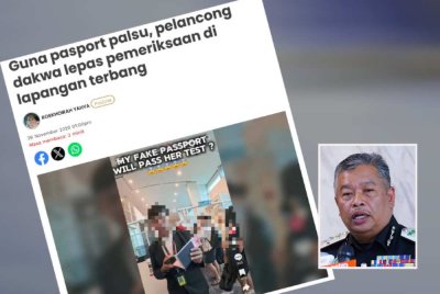 Laporan Sinar Harian mengenai seorang individu mendakwa berjaya melepasi pemeriksaan dokumen perjalanan menggunakan pasport palsu ketika mahu menaiki pesawat sebuah syarikat penerbangan Malaysia.Gambar kecil: Zakaria