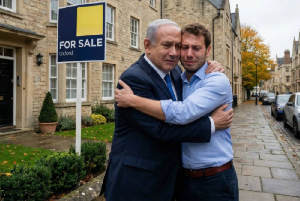 Avner dan ayahnya Netanyahu berpelukan.Gambar dijana oleh AI. Foto Agensi