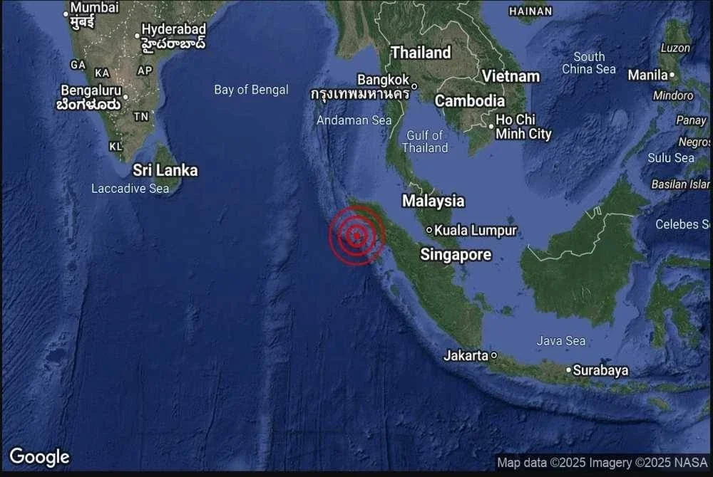Imej pemantauan menunjukkan lokasi gempa. - Foto MetMalaysia