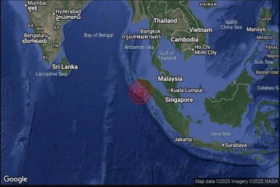 Imej pemantauan menunjukkan lokasi gempa. - Foto MetMalaysia
