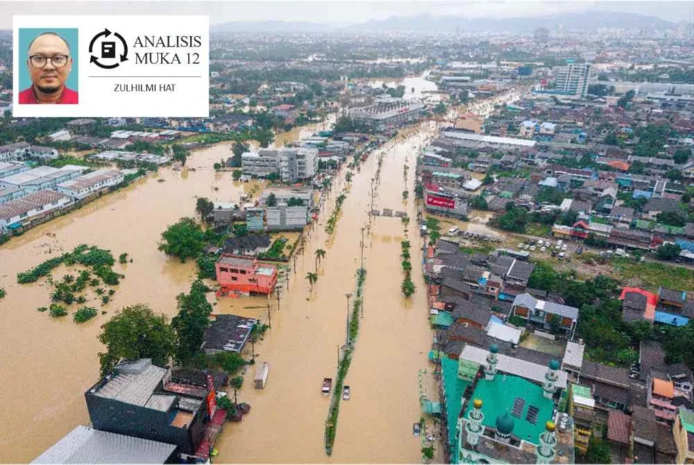 Foto udara yang diambil pada Rabu menunjukkan banjir meliputi lebuh raya di Hat Yai di wilayah Songkhla di selatan Thailand, berikutan hujan lebat beberapa hari. Foto AFP
