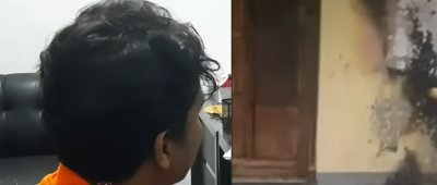 Suspek berjaya ditahan dan kesan rumah peminjam yang dibakar berkenaan.-Agensi