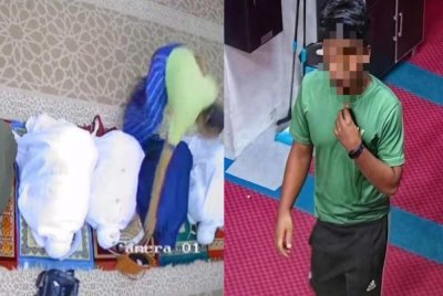Polis menahan seorang lelaki selepas disyaki menceroboh ruang solat wanita dan mencuri dua beg ketika mangsa sedang menunaikan solat Isyak.