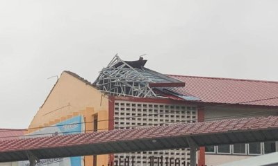 Gambar tular keadaan kelas SMK Tinggi Port Dickson yang mengalami kerosakan susulan Ribut Tropika Senyar