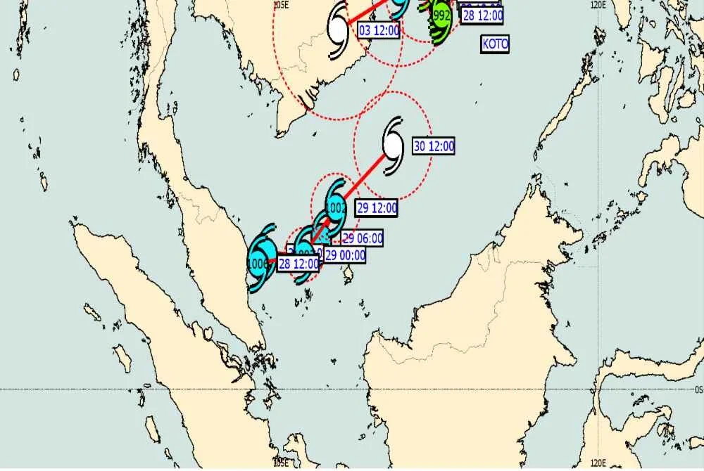 MetMalaysia pada Jumaat mengeluarkan amaran berkaitan Lekukan Tropika yang bergerak ke arah utara timur laut dengan kelajuan dua kilometer sejam (km/j) pada jarak kira-kira 50km ke tenggara Kemaman, Terengganu. Gambar MetMalaysia