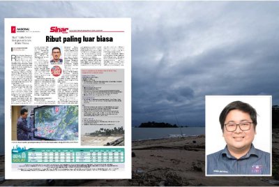 Tinjauan susulan fenomena Ribut Tropika Senyar pada Jumaat mendapati keadaan semasa di sekitar pantai peranginan di Pantai Telok Gong, Alor Gajah masih lagi dalam keadaan terkawal dengan cuaca mendung, angin bertiup sederhana dan hujan renyai. - Foto: Bernama - Gambar kecil ( Jing Xiang)