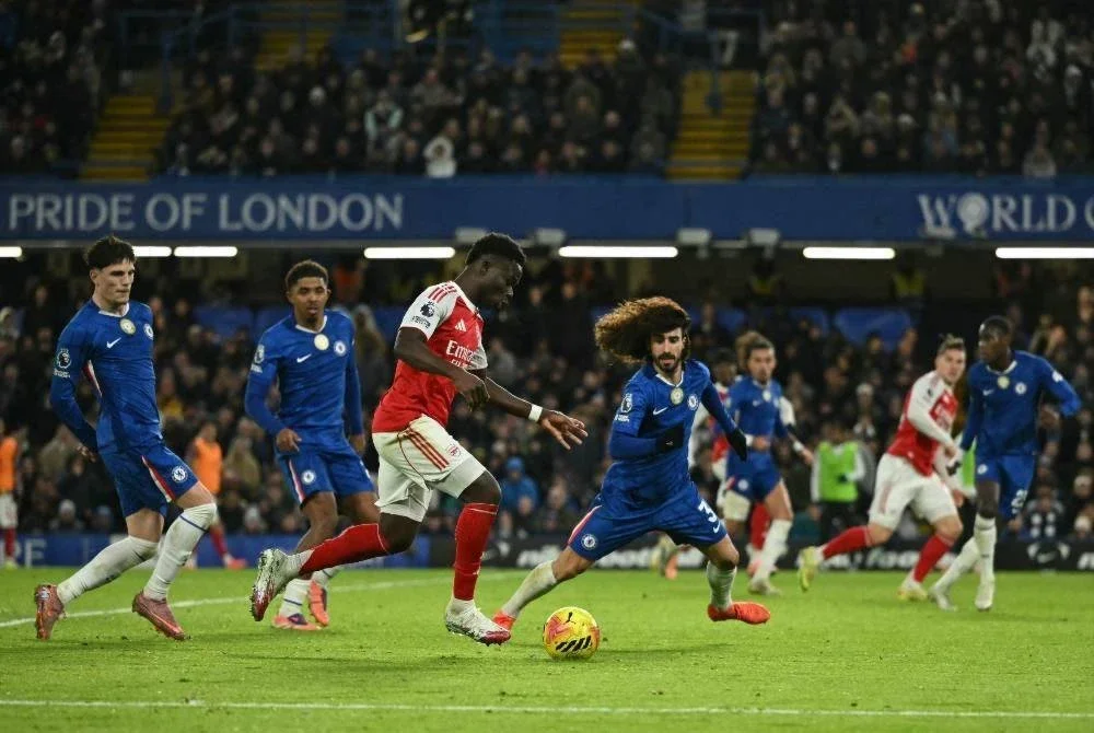 Arsenal dan Chelsea terikat 1-1 dalam aksi Liga Perdana Inggeris di Stamford Bridge. FOTO: AFP