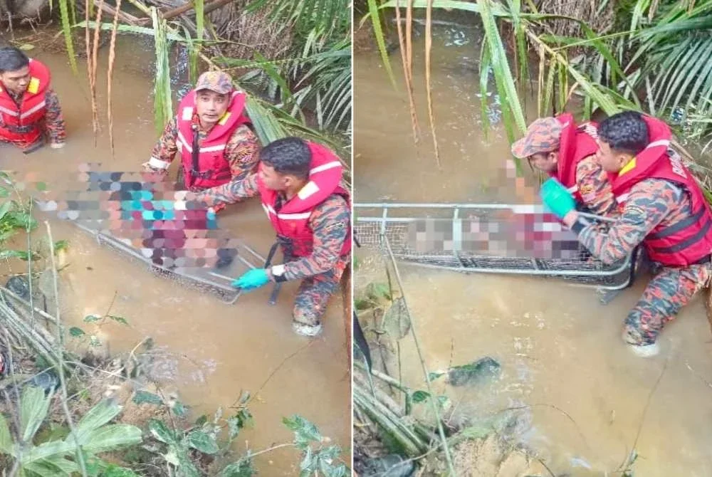 Mangsa ditemui lemas dalam sungai oleh pasukan bomba. 