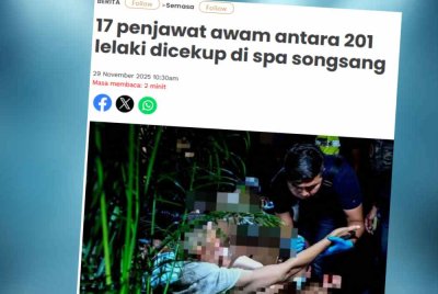 Laporan Sinar Harian baru-baru ini mengenai 17 penjawat antara 201 lelaki dicekup di spa songsang.