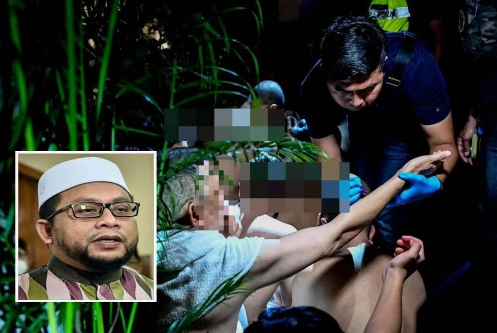 kesukaran mendakwa 171 lelaki warga tempatan yang ditahan dalam serbuan pusat spa dan kesihatan di Chow Kit berikutan kekangan undang- undang sedia ada. Gambar kecil: Datuk Dr Ahmad Marzuk Shaary