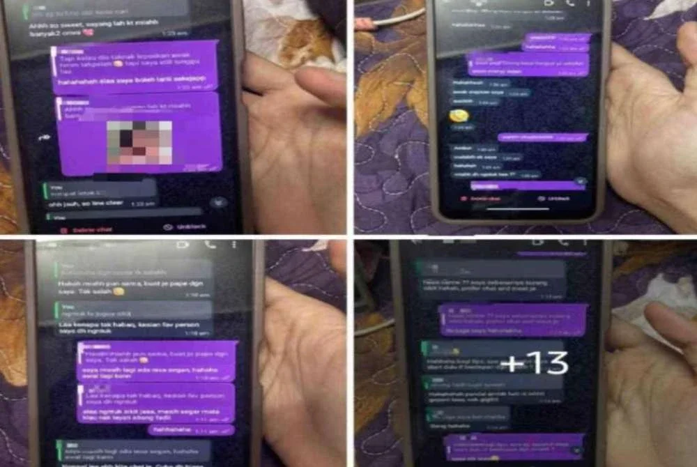 Tangkap layar perbualan cikgu lelaki dan pelajar perempuan berkenaan yang dikongsikan oleh Mohd Fadli di media sosialnya pada malam Selasa.