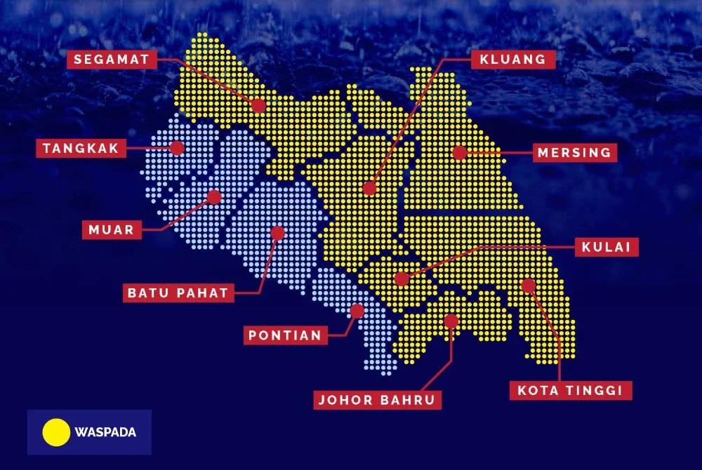 Amaran hujan berterusan di enam daerah pada hujung minggu ini.