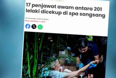 Laporan Sinar Harian baru-baru ini mengenai 17 penjawat awam antara 201 lelaki dicekup di spa songsang.