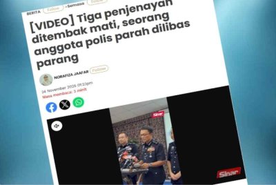 Laporan Sinar Harian baru-baru ini mengenai tiga penjenayah ditembak mati selepas seorang daripada mereka melibas parang terhadap seorang anggota polis di sebuah ladang kelapa sawit di Durian Tunggal.