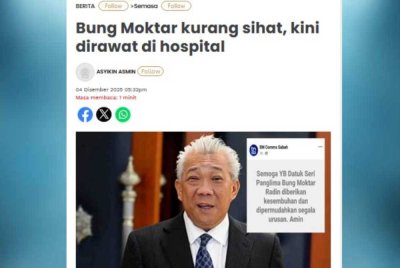 Laporan Sinar Harian berhubung keadaan Bung Moktar yang kurang sihat dan kini dirawat di hospital