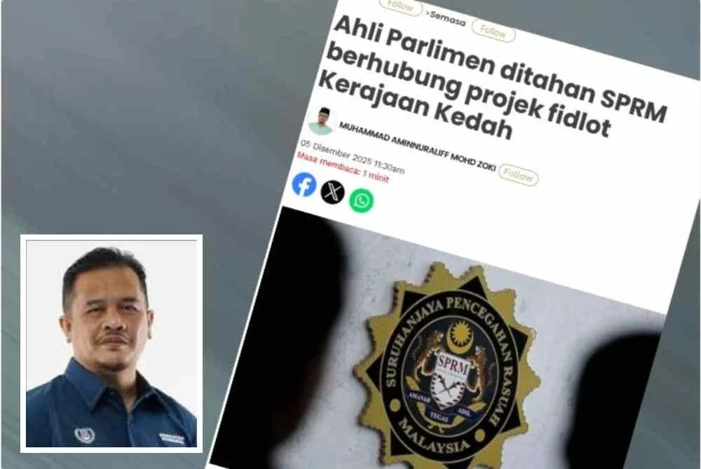 Azman (gambar kecil) mengesahkan beliau ditahan SPRM bagi tujuan pertuduhan berhubung projek usahasama ternakan lembu kerajaan negeri Kedah.