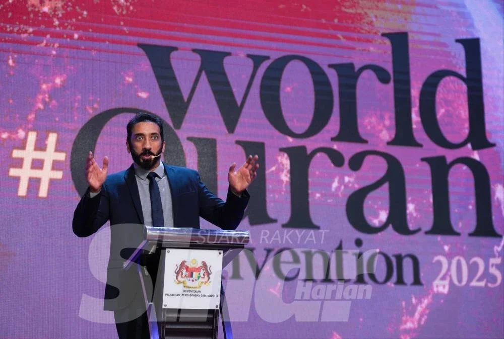 Nouman ketika sesi Refleksi Utama: al-Quran dan Ekonomi Global sempena World #QuranConvention 2025 pada Sabtu. Foto Rosli Talib