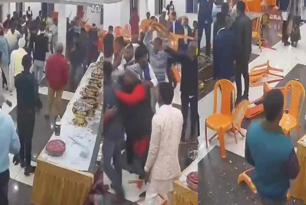 Mereka turut melemparkan pelbagai objek ketika kekecohan tersebut. - Foto Agensi