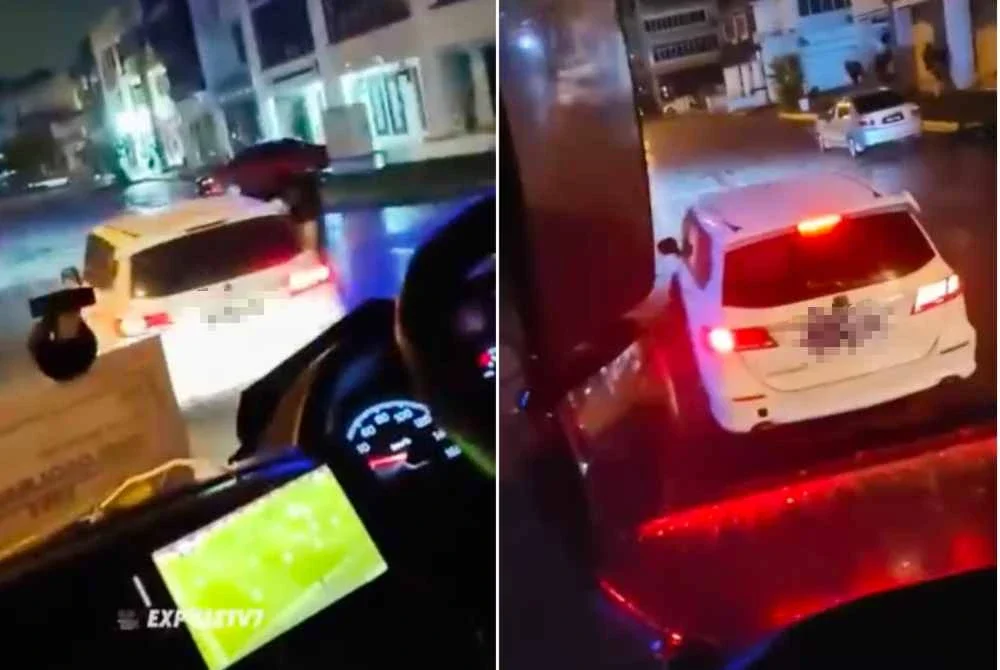 Tangkap layar video tular memaparkan sebuah Honda Odyssey berhenti di lubang utama dipercayai cuba mencuri kabel.