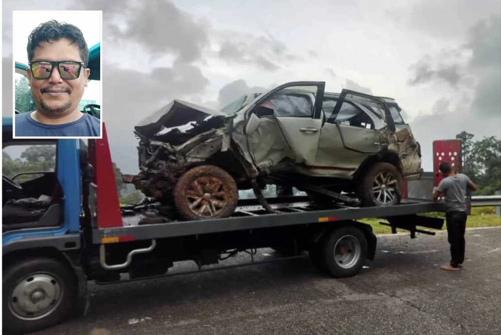 Operasi menaikkan SUV terjunam gaung selesai kira-kira jam 6.30 petang pada Sabtu. Foto: Mim Autoparts - Gambar kecil (Mohd Izani)