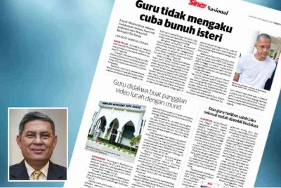 Laporan Sinar Harian pada 5 Disember lalu. Gambar kecil: Alimuddin 