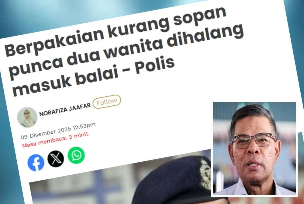Aduan seorang wanita mendakwa tidak dibenarkan memasuki IPD Jasin untuk membuat laporan kemalangan gara-gara pakaian tidak mematuhi etika. Gambar kecil: Saifuddin Nasution