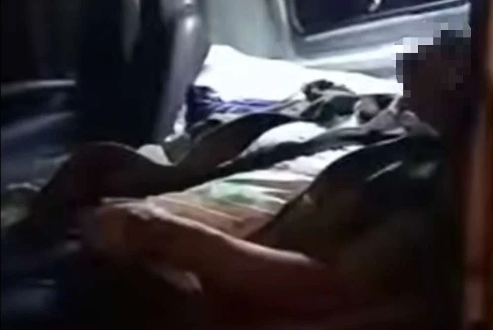 Tangkap layar video di media sosial memaparkan keadaan mangsa yang diselamatkan pemandu lori selepas terlibat dalam insiden langgar gajah.