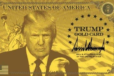 Kad tersebut turut memaparkan wajah Presiden ke-47 AS itu. Foto Agensi