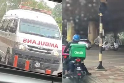 Ambulans pada video tular yang berlaku pada Khamis.