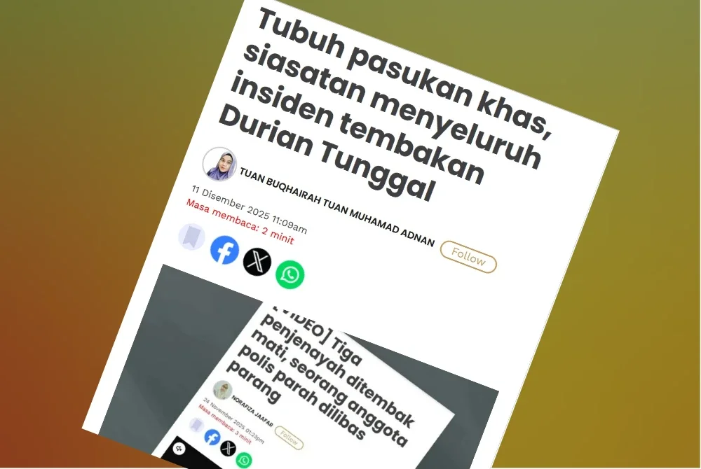 Laporan Sinar Harian berhubung kes tembakan yang berlaku di Durian Tunggal pada 24 November lalu.