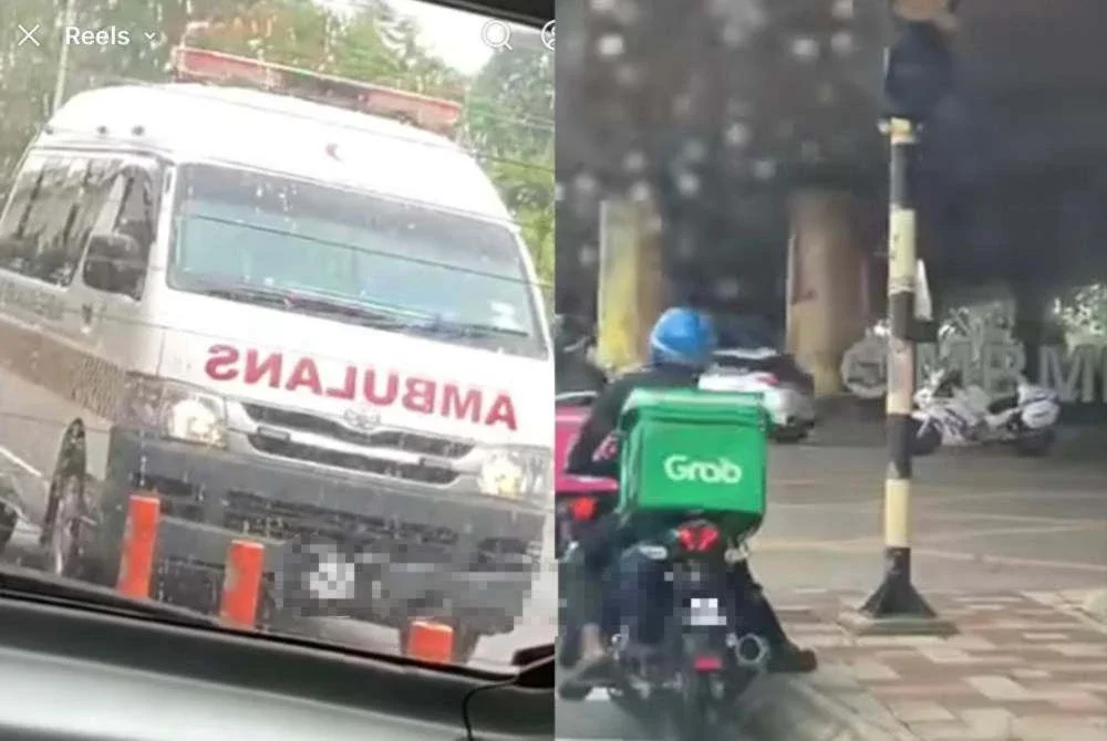 Ambulans pada video tular yang berlaku pada Khamis.