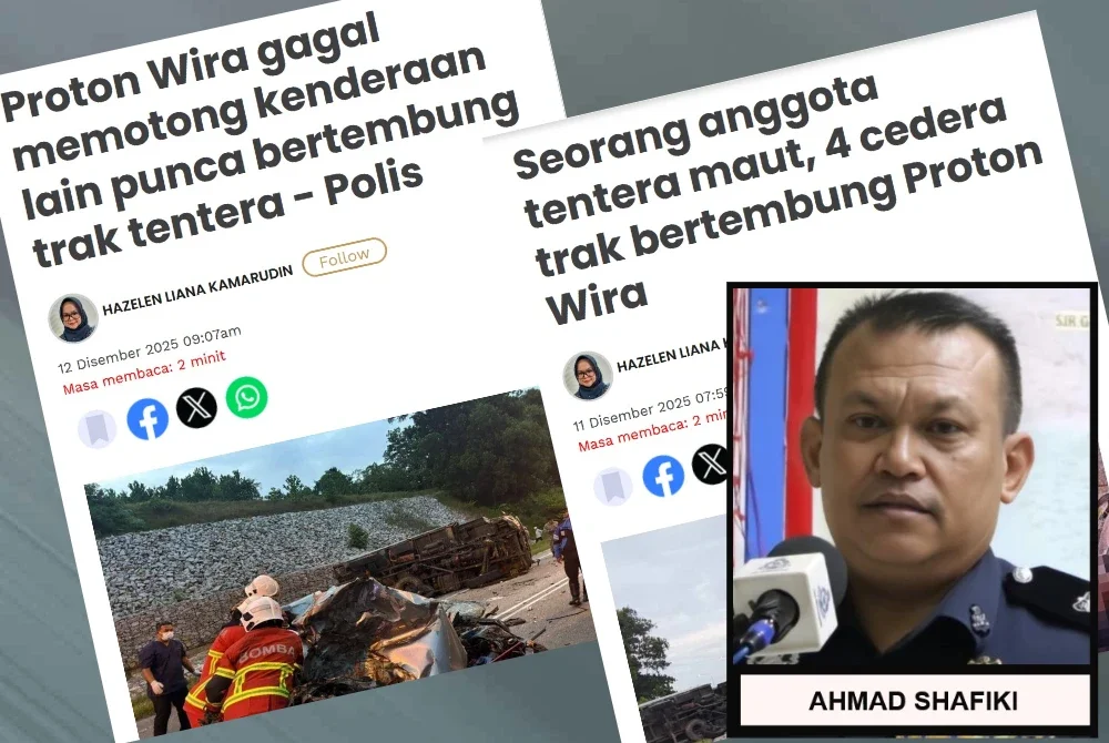 Polis tidak menolak pemandu Proton Wira berada di bawah pengaruh dadah semasa merempuh trak tentera yang menyebabkan kematian anggota ATM.