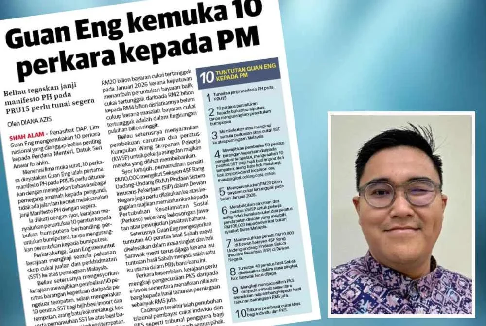 Guan Eng menghantar sepucuk surat rasmi kepada Anwar yang mengemukakan 10 perkara bagi mengembalikan keyakinan rakyat terhadap Kerajaan Perpaduan. - Gambar kecil (Mohamad Hafis)