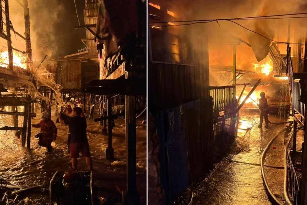 Kebakaran melibatkan struktur rumah papan dan kayu yang terbakar 100 peratus. - Astro AWANI