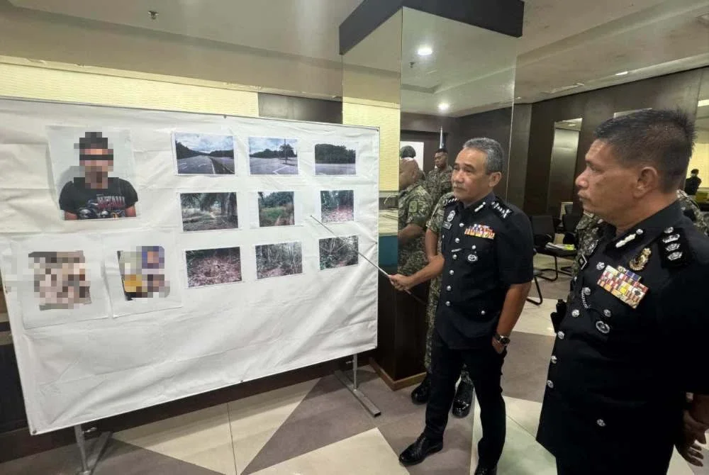 Adzli menunjukkan rampasan dan suspek yang ditahan.