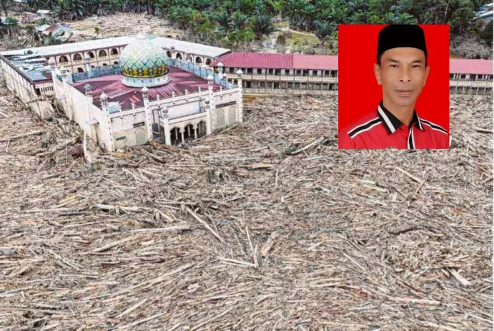 Keadaan masjid dan sekolah asrama di kawasan terjejas banjir di Karang Baru, Aceh Tamiang. Foto Reuters.Gambar kecil: Rusyidi Muktar.-Agensi