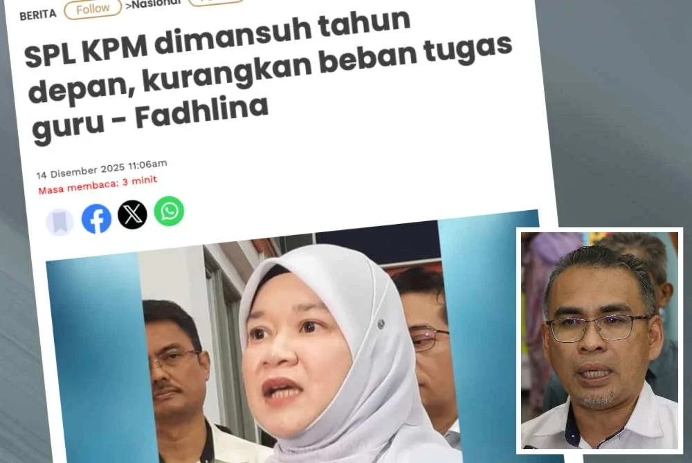 Laporan Sinar Harian pada Ahad. Gambar kecil: Mohamad Dziauddin