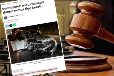 Sebelum ini Sinar Harian melaporkan sepasang suami isteri maut dalam kemalangan, manakala anak mereka yang memandu kereta Proton Saga parah di kepala.
