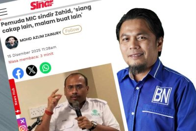 Mohd Asna dan laporan Sinar Harian mengenai kenyataan Ketua Pemuda MIC, K Arvind yang menyindir Pengerusi BN, Datuk Seri Dr Ahmad Zahid Hamidi pada Isnin.