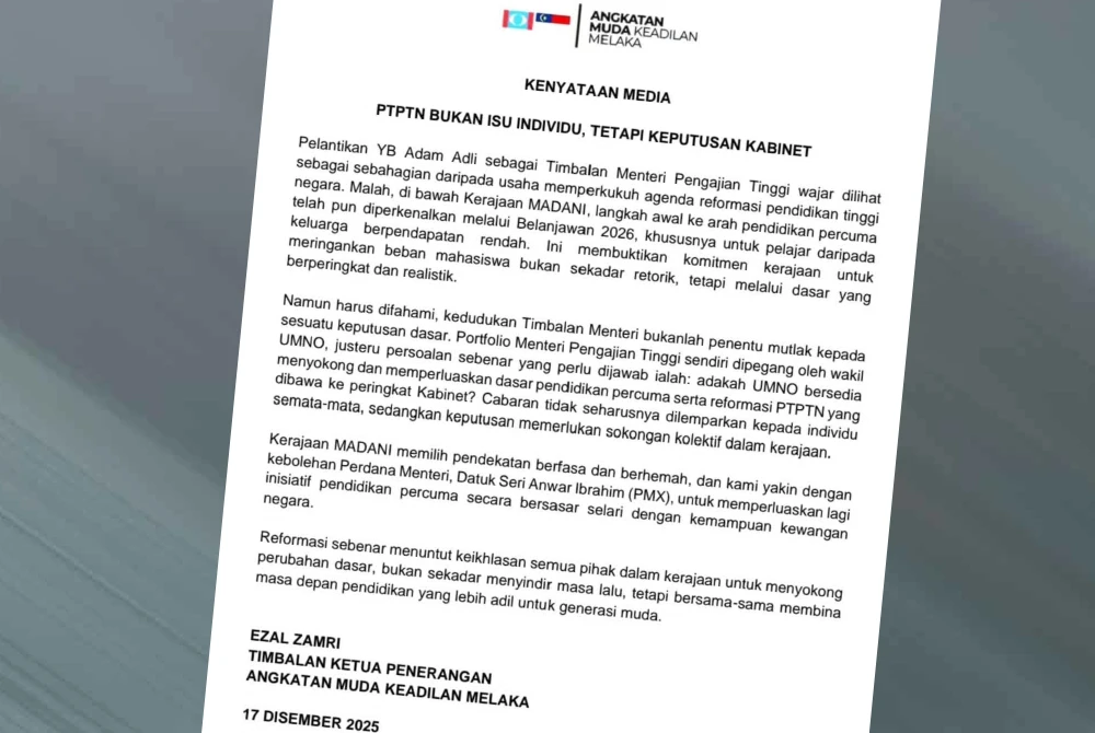 Kenyataan dikongsi Ezal di media sosialnya pada Rabu.