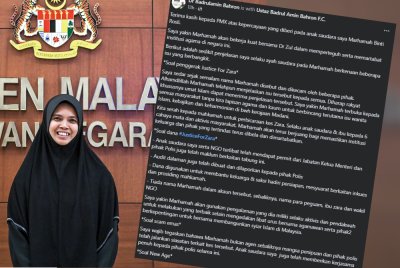 Tangkap layar hantaran Badrulamin di Facebook pada Selasa yang mempertahankan pelantikan Marhamah sebagai Timbalan Menteri di Jabatan Perdana Menteri (Hal Ehwal Agama) yang baharu.