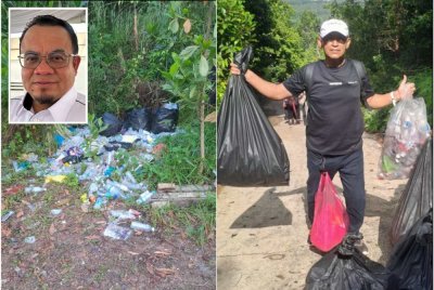 Nik Muhammad sanggup mengutip sampah yang ditinggalkan demi keselesaan pendaki. - Gambar kecil (Hilmi)