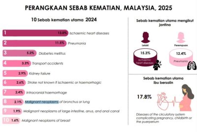 10 sebab kematian utama di Malaysia pada 2024. - DOSM