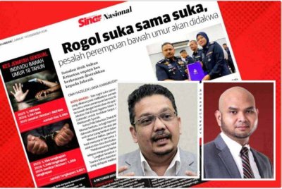 Laporan Sinar Harian pada Jumaat. Gambar kecil: Zainul Rijal (kiri) dan Muhamad Hisham