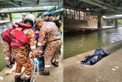 Mayat mangsa dibawa naik oleh pasukan penyelamat di lokasi kejadian.