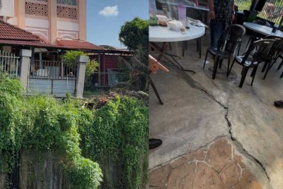 Hakisan tebing Sungai Keroh yang berlarutan lebih 10 tahun mengancam keselamatan Masjid Amaniah di Kepong. 