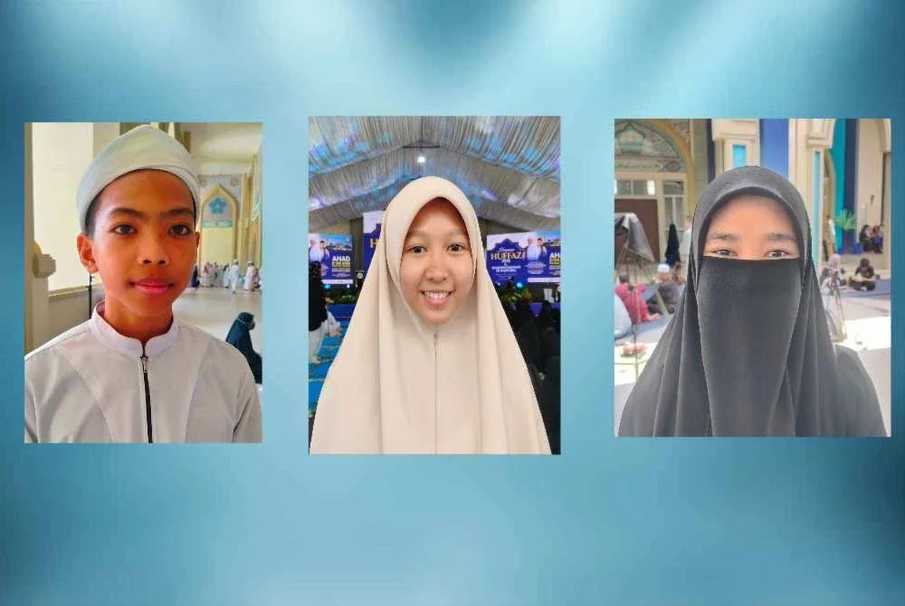 Dari kiri, Muhammad Nur Afiq, Farah Fathiyyah dan Jamilatul Aalya Maisara.