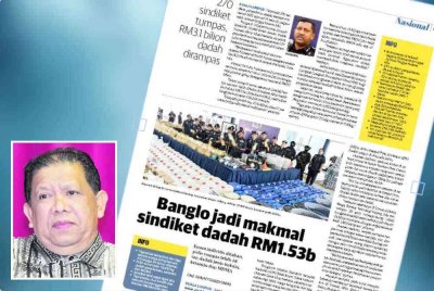 Laporan Sinar Ahad berkaitan kejayaan operasi dadah oleh JSJK, Bukit Aman. Gambar kecil: Abdul Halim 